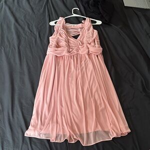David’s Bridal Cowl Back Mesh Bridesmaid Dress Size 20 Pink